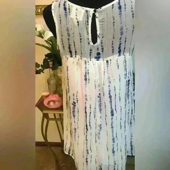 KNOX ROSE SHIFT YOKE TIE-DYE LOOK BOHO EMBROIDERY CASUAL SUMMER DRESS SIZE MED - Picture 10 of 16